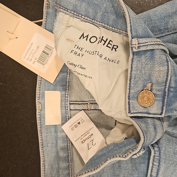 💕MOTHER💕 Hustler Ankle Fray Jeans w/ Mother Patch ~ Cutting Class Blue 27 NWT - Picture 16 of 16